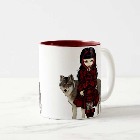 "秋の赤い乗馬フード"のマグ ツートーンマグカップ (正面右)