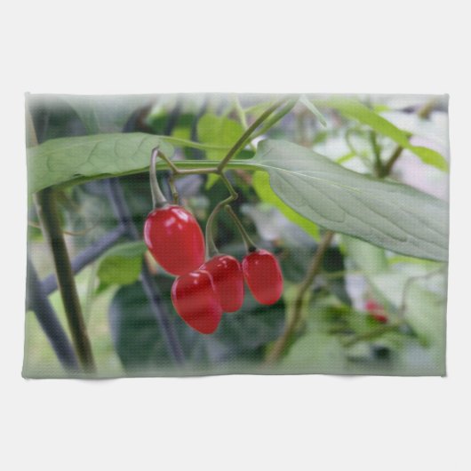 秋の赤い斑点 キッチンタオル (横)