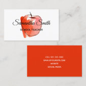 秋の赤い水の色アップルスクール先生 名刺 (正面/裏面)