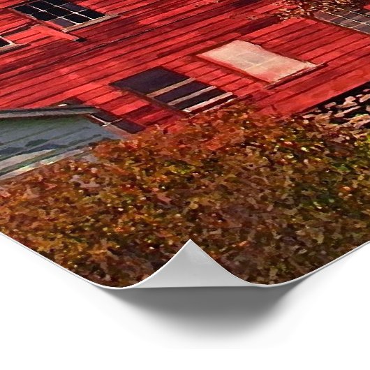 秋の赤い納屋 ポスター (角)