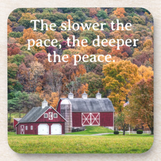 秋の赤い納屋 The Slower the Pace コースター