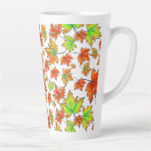 秋の赤い緑の離れオレンジのカエデ離れの カフェラテマグ (右)