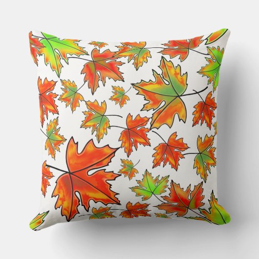 秋の赤い緑の離れオレンジのカエデ離れの クッション (裏面)