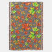 秋の赤い緑の離れオレンジのカエデ離れの スローブランケット (正面縦)