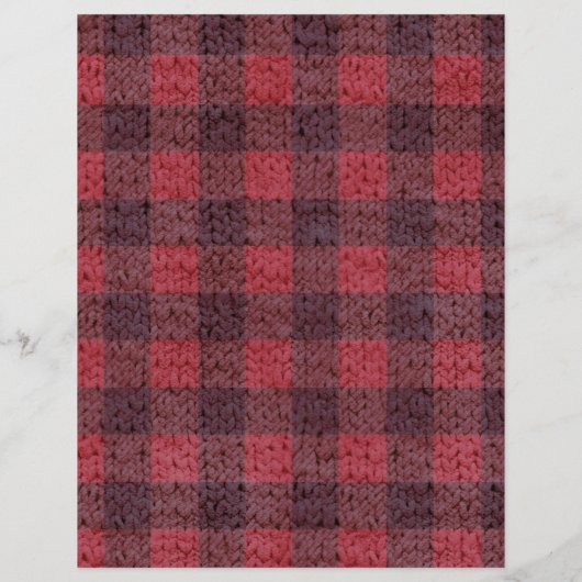 秋の赤い編みバッファローのプレイドスクラップブック紙 (裏面)