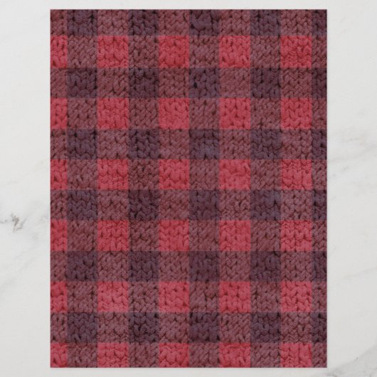 秋の赤い編みバッファローのプレイドスクラップブック紙 (正面)