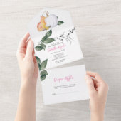 秋の赤ちゃんシャワーすべて1つの熱帯の水色 オールインワン招待状 (貼ってはがせる)