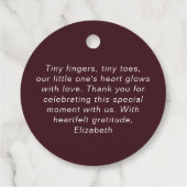 秋の赤ちゃんシャワーの葉パンプキ感謝していンユー フェイバータグ (裏面)