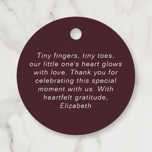 秋の赤ちゃんシャワーの葉パンプキ感謝していンユー フェイバータグ (裏面)