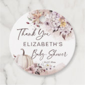 秋の赤ちゃんシャワーの葉パンプキ感謝していンユー フェイバータグ (正面)