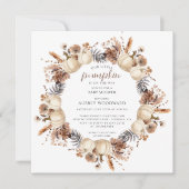 秋の赤ちゃんシャワーの途中の小さなカボチャ 招待状 (正面)