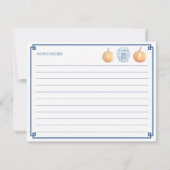 秋の赤ちゃんシャワーカボチャアドバイスのための新しいマムカード 招待状 (裏面)