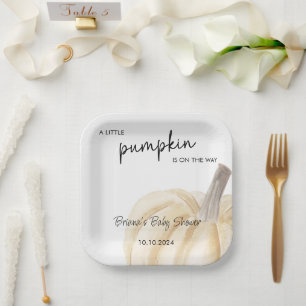 秋の赤ちゃんシャワーリトルカボチャシャワー ペーパープレート