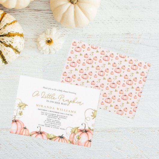 秋の赤ちゃんシャワー小さなかぼちゃ 招待状