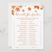 秋の赤ちゃんシャワー彼女はむしろゲームカード 招待状 (正面)