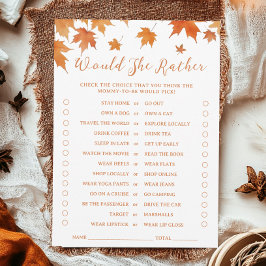 秋の赤ちゃんシャワー彼女はむしろゲームカード 招待状