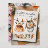 「秋の赤ちゃんシャワー招待状（水彩付） 招待状 (正面/裏面)