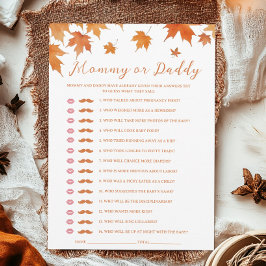 秋の赤ちゃんシャワー推測誰のゲームカード 招待状