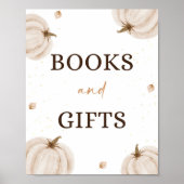 秋の赤ちゃんシャワー本とギフトサイン ポスター (正面)