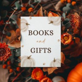 秋の赤ちゃんシャワー本とギフトサイン ポスター