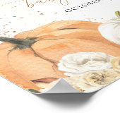 秋の赤ちゃんシャワー歓迎サイン、小さなかぼちゃのサイン ポスター (角)