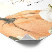 秋の赤ちゃんシャワー歓迎サイン、小さなかぼちゃのサイン ポスター (角)