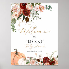 秋の赤ちゃんシャワー歓迎サイン、小さなかぼちゃのサイン ポスター