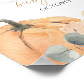 秋の赤ちゃんシャワー歓迎サイン、小さなかぼちゃのサイン ポスター (角)