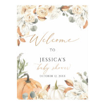 秋の赤ちゃんシャワー歓迎サイン、小さなかぼちゃのサイン