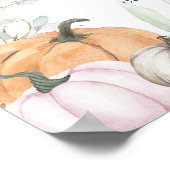 秋の赤ちゃんシャワー歓迎サイン、小さなかぼちゃのサイン ポスター (角)