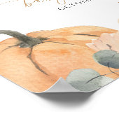 秋の赤ちゃんシャワー歓迎サイン、小さなかぼちゃのサイン ポスター (角)