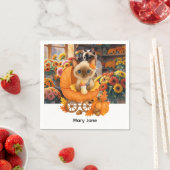 秋の赤ちゃんシャワー猫好き スタンダードカクテルナプキン (インサイチュ)