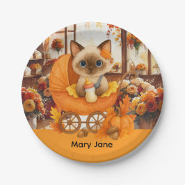 秋の赤ちゃんシャワー猫好き ペーパープレート