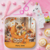 秋の赤ちゃんシャワー猫好き ペーパープレート (パーティー)