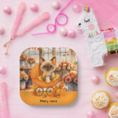 秋の赤ちゃんシャワー猫好き ペーパープレート (パーティー)