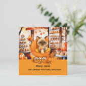 秋の赤ちゃんシャワー猫好き 招待状 (スタンド正面)