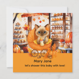 秋の赤ちゃんシャワー猫好き 招待状
