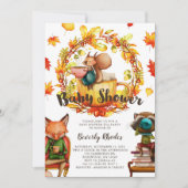秋の赤ちゃんシャワー茶パーティー動物 招待状 (正面)