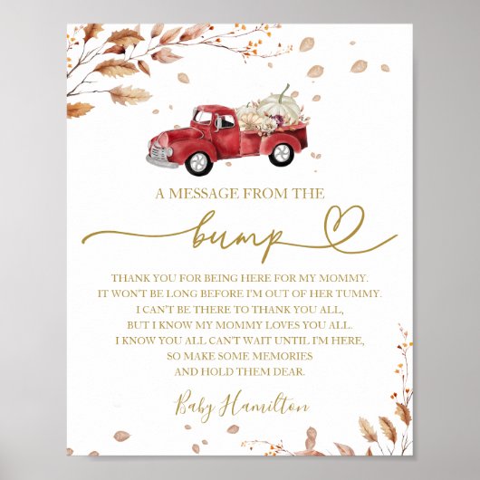 秋の赤ちゃんバンプサインからメッセージをシャワー ポスター (正面)