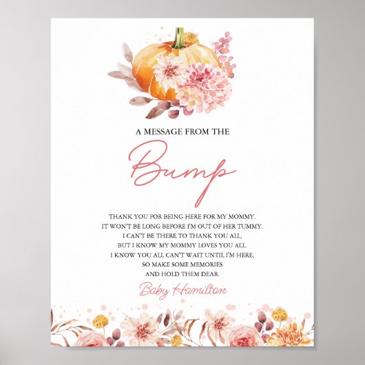 秋の赤ちゃんバンプサインからメッセージをシャワー ポスター (正面)