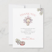 秋の赤ちゃん女の子リトルターキー感謝カード 招待状 (正面)