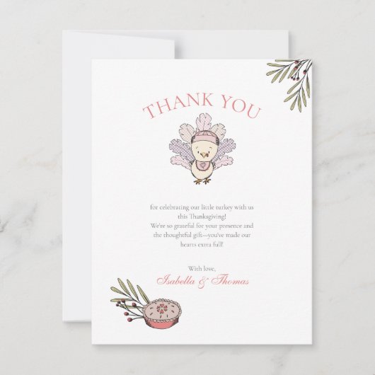 秋の赤ちゃん女の子感謝祭のカード 招待状 (正面)