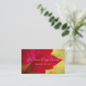 秋の赤イエローメープル葉ズアート 名刺 (スタンド正面)