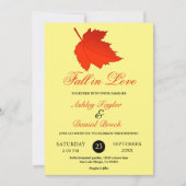 秋の赤エレガントい離れ秋の結婚式 招待状 (正面)