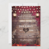 秋の赤葉色のラ素朴ン秋の結婚式 招待状 (正面)