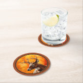 秋の赤褐色のシジカ ラウンドペーパーコースター (インサイチュ)