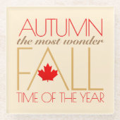 秋の赤離れい言葉疑問に思芸術秋... ガラスコースター (正面)