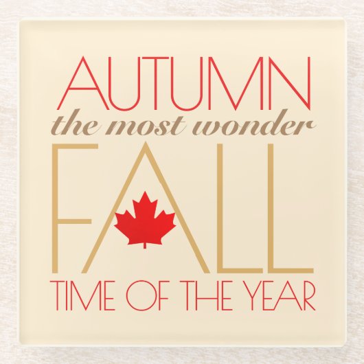 秋の赤離れい言葉疑問に思芸術秋... ガラスコースター (正面)