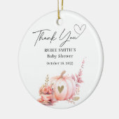 秋の赤面ピンクカボチャ金ゴールドハートありがとう セラミックオーナメント (左)