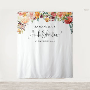 秋の赤面ブルゴーニュオレンジフローラパーティー背景 タペストリー